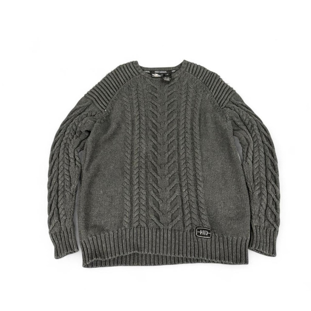 Harley Davidson HD Cable knit sweater 100% Cotton Dark Gray